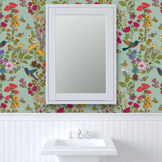 Peel & Stick Wallpaper 2FT Wide Victorian Garden Traditional Chinoiserie Flower Custom Removable Wallpaper by Spoonflower {6}