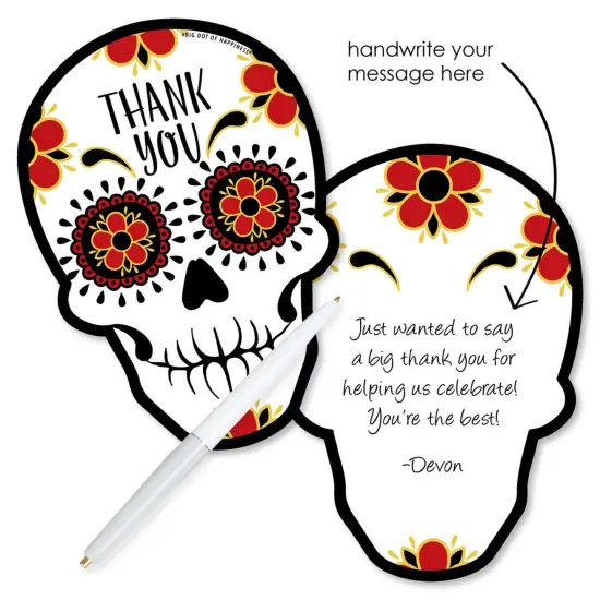 Big Dot of Happiness Day of the Dead - Shaped Thank You Cards - Sugar Skull Party Thank You Note Cards with Envelopes - Set of 12 {3}