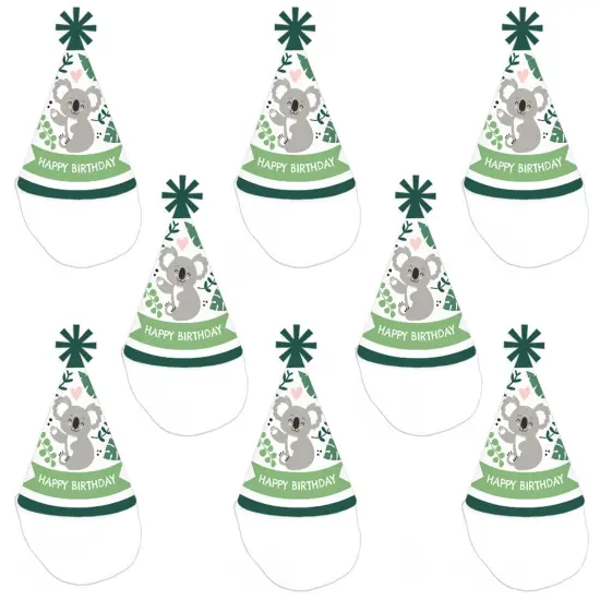 Big Dot of Happiness Koala Cutie - Cone Happy Birthday Party Hats for Kids and Adults - Set of 8 (Standard Size) {7}