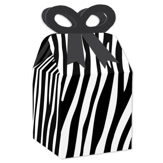 Big Dot of Happiness Zebra Print - Square Favor Gift Boxes - Safari Party Bow Boxes - Set of 12 {1}