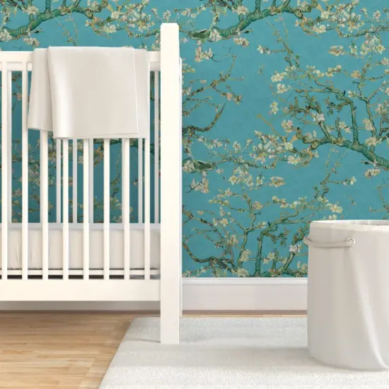 Pre-Pasted Wallpaper 2FT Wide Van Gogh Blossom Almond Branches Tree Spring Custom Pre-pasted Wallpaper by Spoonflower {7}