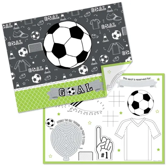 Big Dot of Happiness Goaaal - Soccer - Paper Birthday Party Coloring Sheets - Activity Placemats - Set of 16 {1}