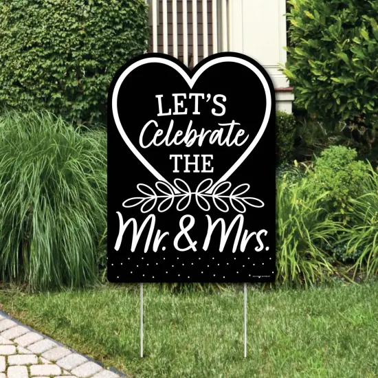 Big Dot of Happiness Mr. and Mrs. - Party Decorations - Black and White Wedding or Bridal Shower Welcome Yard Sign {1}