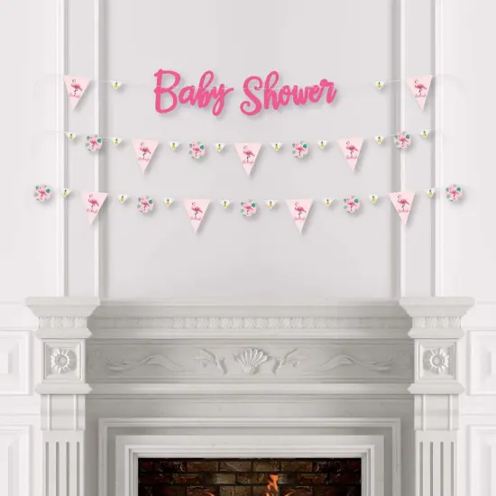 Big Dot of Happiness Pink Flamingo - Party Like a Pineapple - Baby Shower Letter Banner Decoration - 36 Banner Cutouts and Baby Shower Banner Letters {4}
