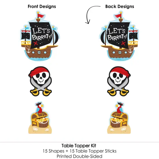 Big Dot of Happiness Pirate Ship Adventures - Skull Birthday Party Centerpiece Sticks - Table Toppers - Set of 15 {6}
