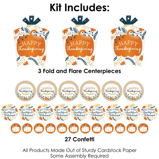 Big Dot of Happiness Happy Thanksgiving - Fall Harvest Party Decor and Confetti - Terrific Table Centerpiece Kit - Set of 30 {4}