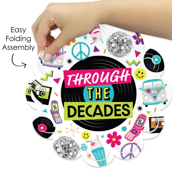 Big Dot of Happiness Through the Decades - 50s, 60s, 70s, 80s, and 90s Party Round Table Decorations - Paper Chargers - Place Setting For 12 {6}