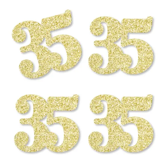 Big Dot of Happiness Gold Glitter 35 - No-Mess Real Gold Glitter Cut-Out Numbers - 35th Birthday Party Confetti - Set of 24 {1}