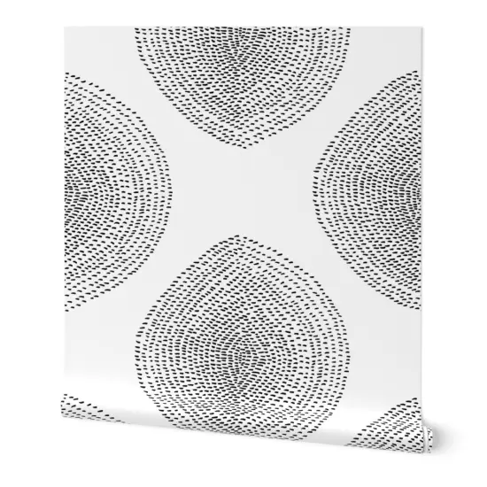 Peel & Stick Wallpaper 2FT Wide Boho Black White Modern Abstract Custom Removable Wallpaper by Spoonflower {7}
