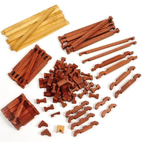 Amish Made Wood Log Building Toy Set Hardwood Nontoxic Ages 3 and Up 303 Pieces {1}