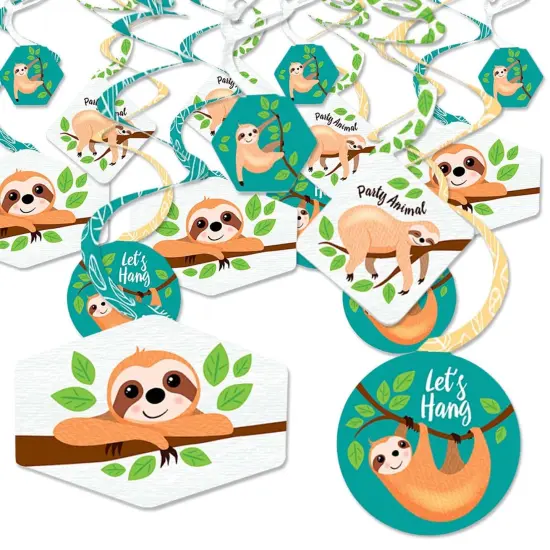 Big Dot of Happiness Let's Hang - Sloth - Baby Shower or Birthday Party Hanging Decor - Party Decoration Swirls - Set of 40 {1}