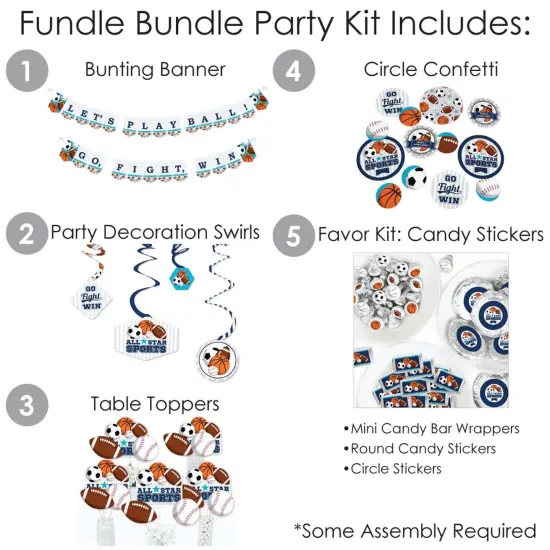 Big Dot of Happiness Go, Fight, Win - Sports - Baby Shower or Birthday Party Supplies - Banner Decoration Kit - Fundle Bundle {3}