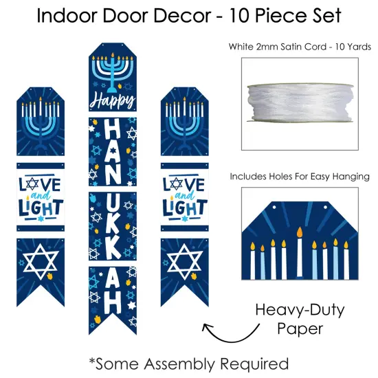 Big Dot of Happiness Hanukkah Menorah - Hanging Vertical Paper Door Banners - Chanukah Holiday Party Wall Decoration Kit - Indoor Door Decor {6}