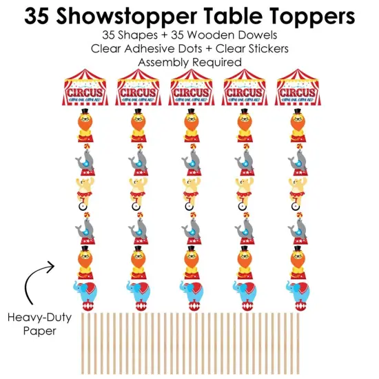 Big Dot of Happiness Carnival - Step Right Up Circus - Carnival Themed Party Centerpiece Sticks - Showstopper Table Toppers - 35 Pieces {7}