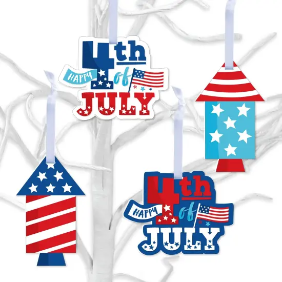 Big Dot of Happiness Firecracker 4th of July - Red, White and Royal Blue Decorations - Tree Ornaments - Set of 12 {1}