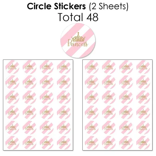 Big Dot of Happiness Little Princess Crown - Pink and Gold Princess Party Candy Favor Sticker Kit - 304 Pieces {7}