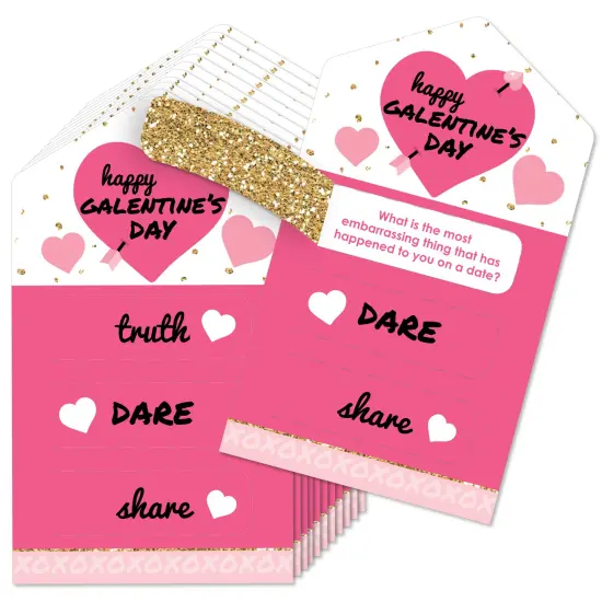 Big Dot of Happiness Be My Galentine - Galentine's & Valentine's Day Party Game Pickle Cards - Truth, Dare, Share Pull Tabs - Set of 12 {1}