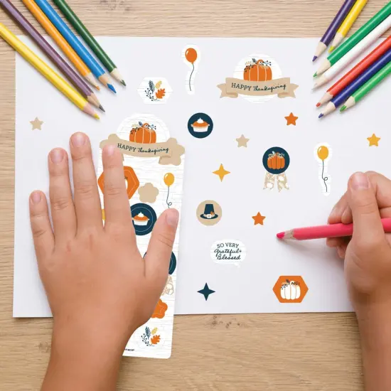 Big Dot of Happiness Happy Thanksgiving - Fall Harvest Party Favor Kids Stickers - 16 Sheets - 256 Stickers {7}