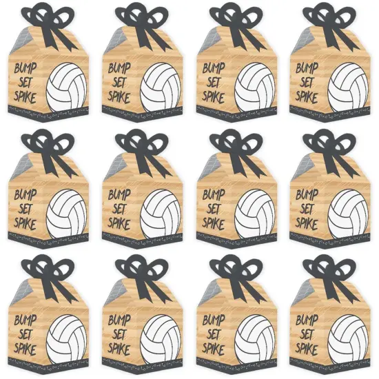 Big Dot of Happiness Bump, Set, Spike - Volleyball - Square Favor Gift Boxes - Baby Shower or Birthday Party Bow Boxes - Set of 12 {6}