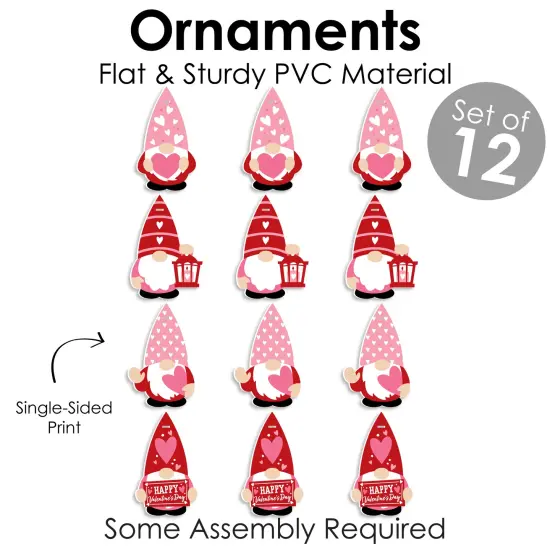Big Dot of Happiness Valentine Gnomes - Valentine's Day Decorations - Tree Ornaments - Set of 12 {6}