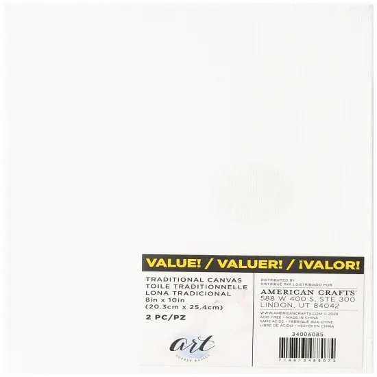 American Crafts Art Supply Basics Stretched Canvas 2/Pkg-8"X10" {1}
