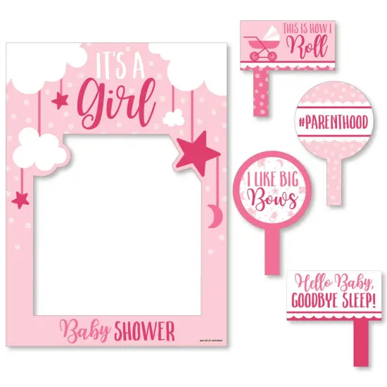 Big Dot of Happiness It's a Girl - Pink Baby Shower Selfie Photo Booth Picture Frame and Props - Printed on Sturdy Material {7}