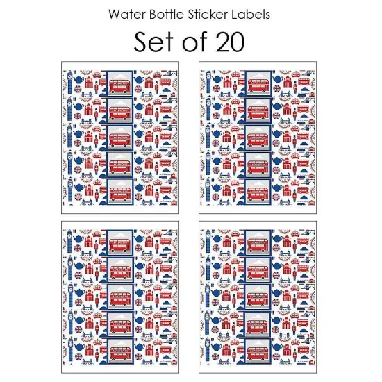 Big Dot of Happiness Cheerio, London - British UK Party Water Bottle Sticker Labels - Set of 20 {4}