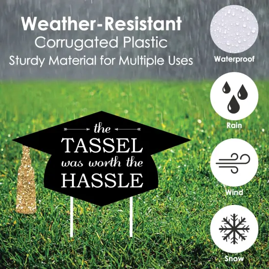 Big Dot of Happiness Gold Graduation Lawn Decorations - 10 Piece {6}