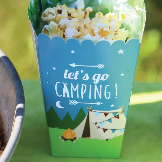 Big Dot of Happiness Happy Camper - Camping Baby Shower or Birthday Party Favor Popcorn Treat Boxes - Set of 12 {7}