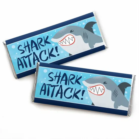 Big Dot of Happiness Shark Zone - Candy Bar Wrapper Jawsome Party or Birthday Party Favors - Set of 24 {1}