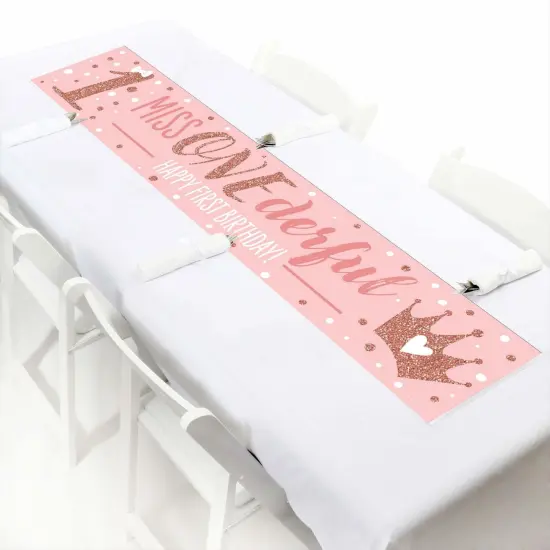 Big Dot of Happiness 1st Birthday Little Miss Onederful - Happy First Birthday Girl Decorations Party Banner {7}