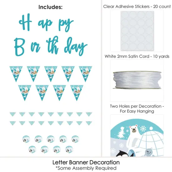 Big Dot of Happiness Arctic Polar Animals - Winter Birthday Party Letter Banner Decoration - 36 Banner Cutouts and Happy Birthday Banner Letters {6}