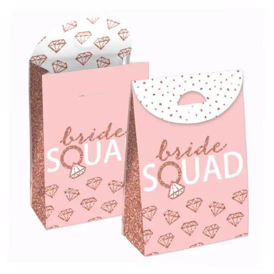 Big Dot of Happiness Bride Squad - Rose Gold Bridal Shower or Bachelorette Gift Favor Bags - Party Goodie Boxes - Set of 12 {1}