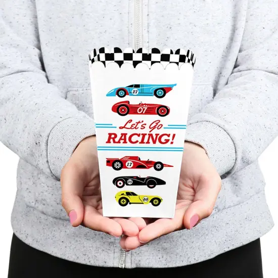 Big Dot of Happiness Let's Go Racing - Racecar - Baby Shower or Race Car Birthday Party Favor Popcorn Treat Boxes - Set of 12 {6}