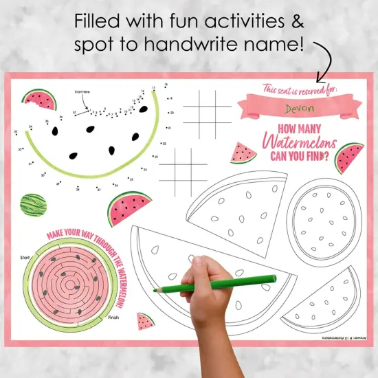 Big Dot of Happiness Sweet Watermelon - Paper Birthday Party Coloring Sheets - Activity Placemats - Set of 16 {3}