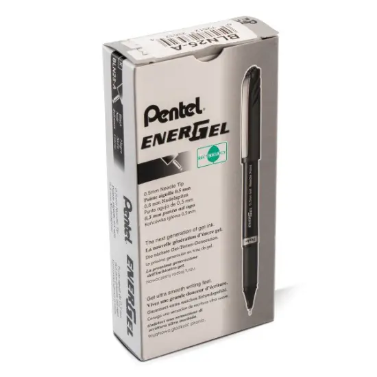 EnerGel NV Liquid Gel Pen, (0.5mm) Needle Tip, Fine Line Capped, Black Ink {2}