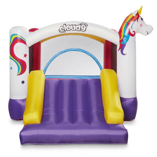 Cloud 9 Inflatable Bounce House and Blower, Unicorn Theme Bouncer for Kids with Slide, Includes Stakes and Repair Patches {3}