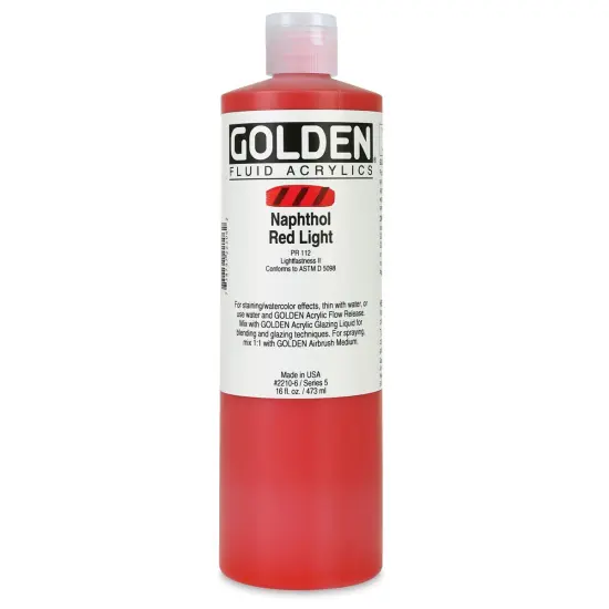 Golden Fluid Acrylics - Naphthol Red Light, 16 oz bottle {1}