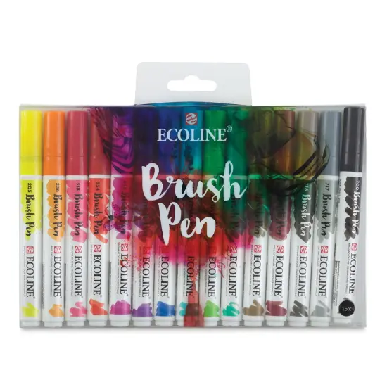 Royal Talens Ecoline Brush Pen Markers Set - Assorted Colors, Set of 15 {1}