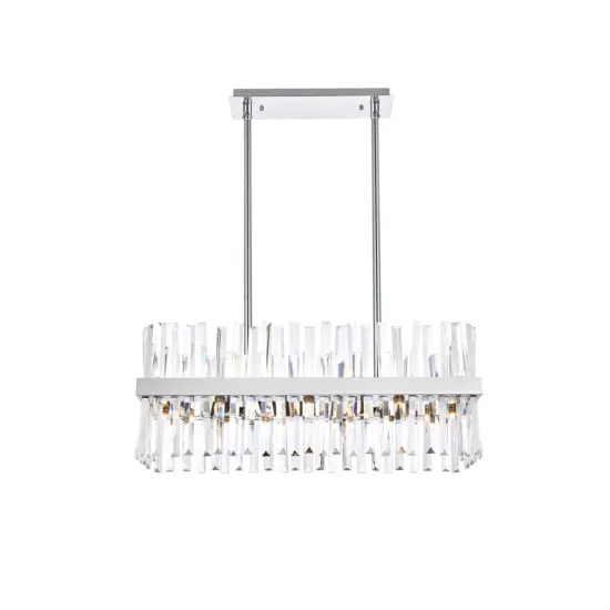 Serephina 30 inch crystal rectangle chandelier light in chrome {1}