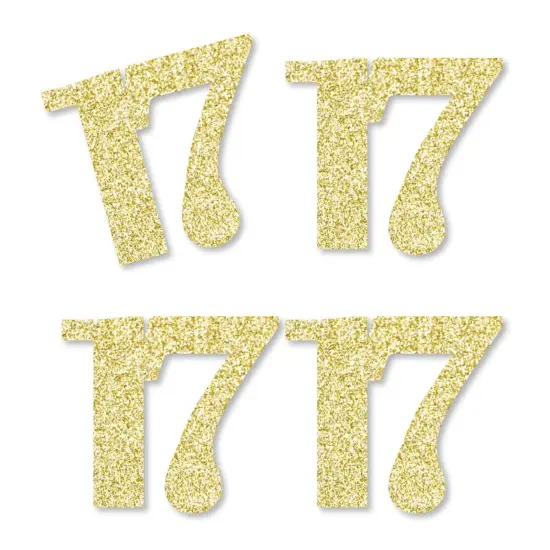 Big Dot of Happiness Gold Glitter 17 - No-Mess Real Gold Glitter Cut-Out Numbers - 17th Birthday Party Confetti - Set of 24 {1}