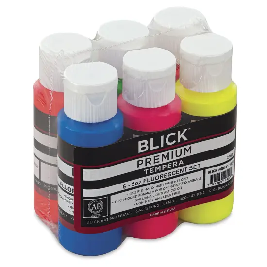 Blick Premium Grade Tempera - Set of 6, Fluorescent Colors, 2 oz {1}