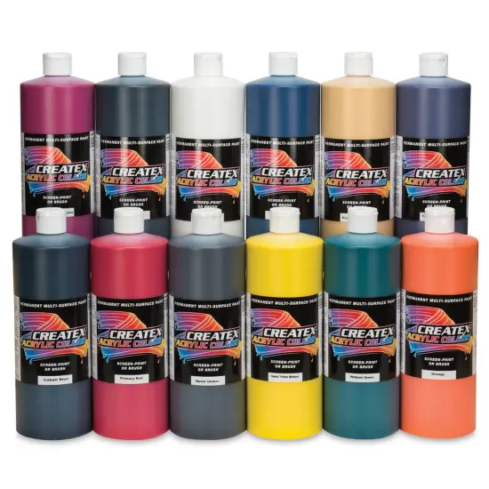 Createx Acrylic Paints - Set of 12, Assorted Colors, Quarts {1}