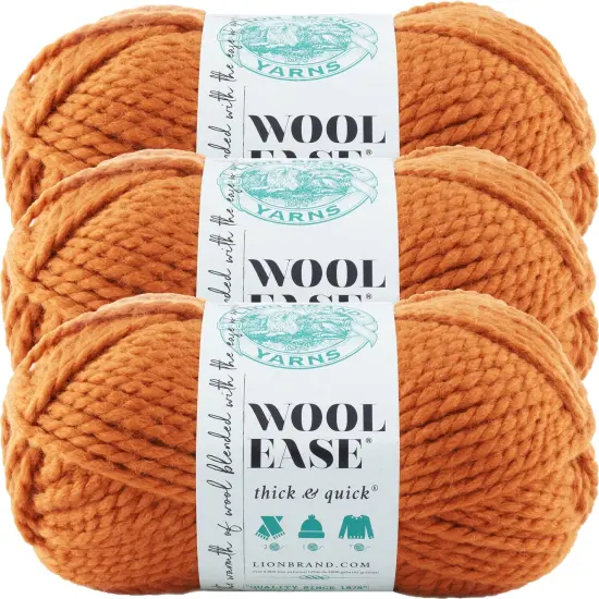 (3 Pack) Lion Brand Wool-Ease Thick & Quick Yarn - Pumpkin {1}