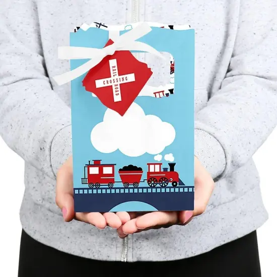 Big Dot of Happiness Railroad Party Crossing - Steam Train Birthday Party or Baby Shower Favor Boxes - Set of 12 {6}