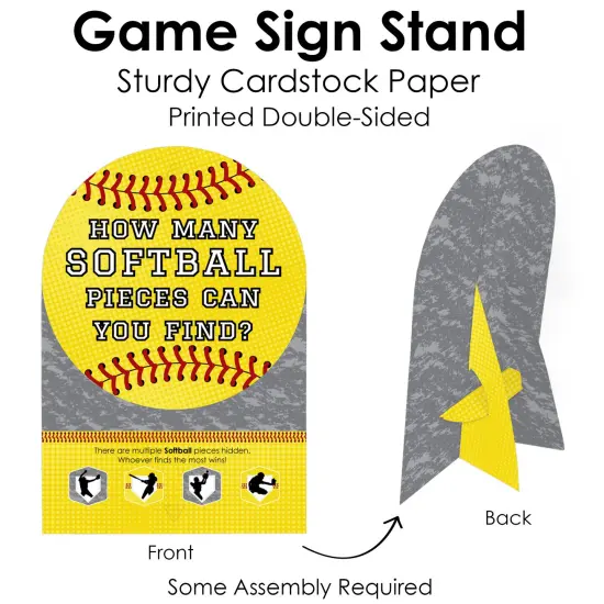 Big Dot of Happiness Grand Slam - Fastpitch Softball - Birthday Party or Baby Shower Scavenger Hunt - 1 Stand and 48 Game Pieces - Hide and Find Game {7}