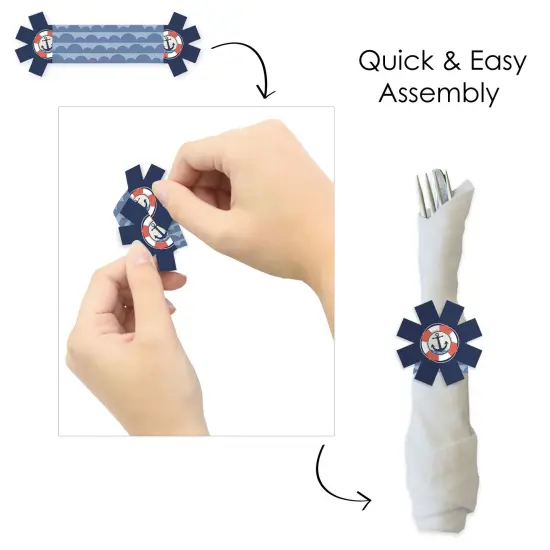 Big Dot of Happiness Ahoy - Nautical - Baby Shower or Birthday Party Paper Napkin Holder - Napkin Rings - Set of 24 {6}