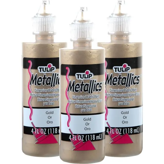 Multipack of 3 - Tulip Dimensional Fabric Paint 4oz-Metallics - Gold {1}
