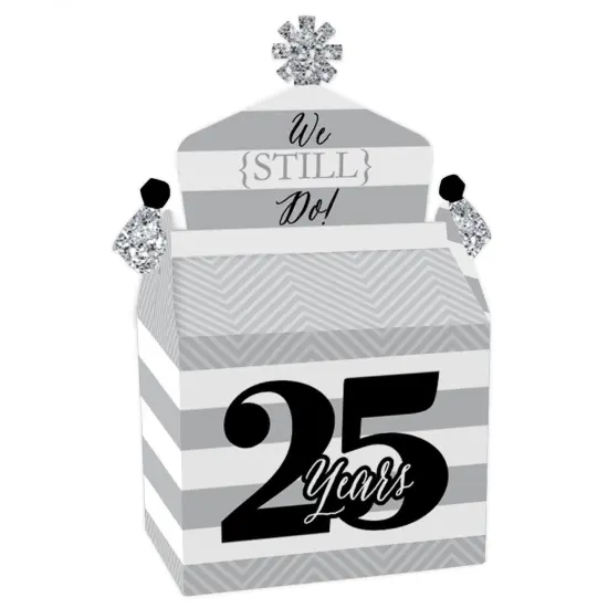 Big Dot of Happiness We Still Do - 25th Wedding Anniversary - Treat Box Party Favors - Anniversary Party Goodie Gable Boxes - Set of 12 {1}