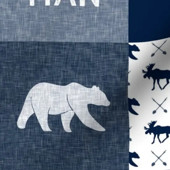 Various Fabrics by the Yard or Fat Quarter Navy Blue, Woodland, Bear, Moose, Deer, Mountain, Wholecloth, Cheater Quilt Top, Boy, Patchwork, Animals Custom Printed Fabric by Spoonflower {7}